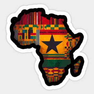 African Map Kente Pattern Ghana Flag Sticker